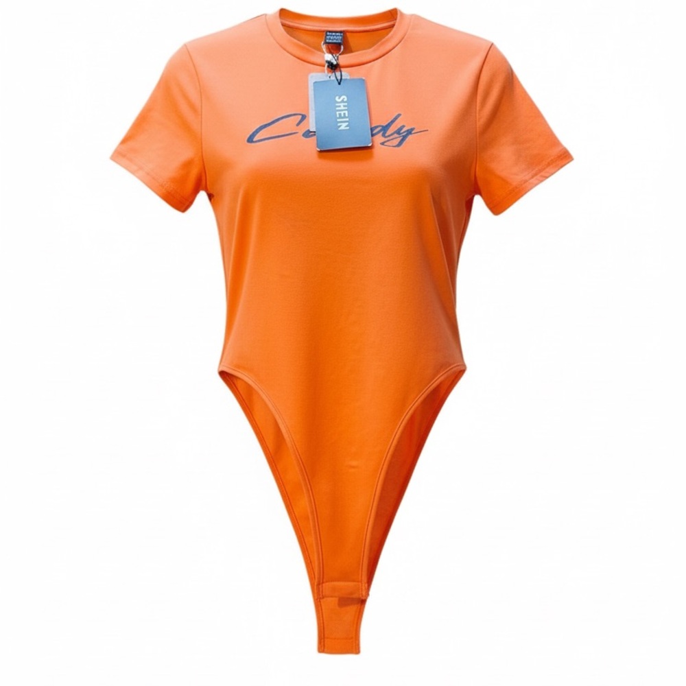 SHEIN Bright Orange Graphic Bodysuit